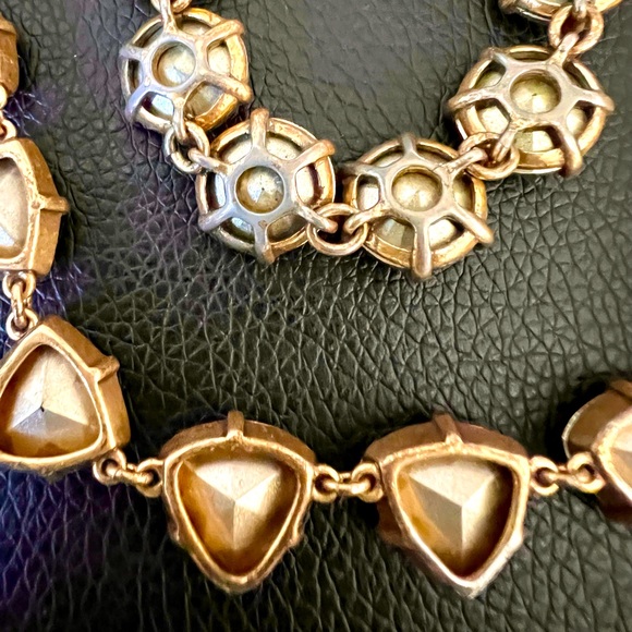 Stella & Dot Rhinestone Necklace Bracelet Set Light Amber Gold Tone Setting - Picture 7 of 9